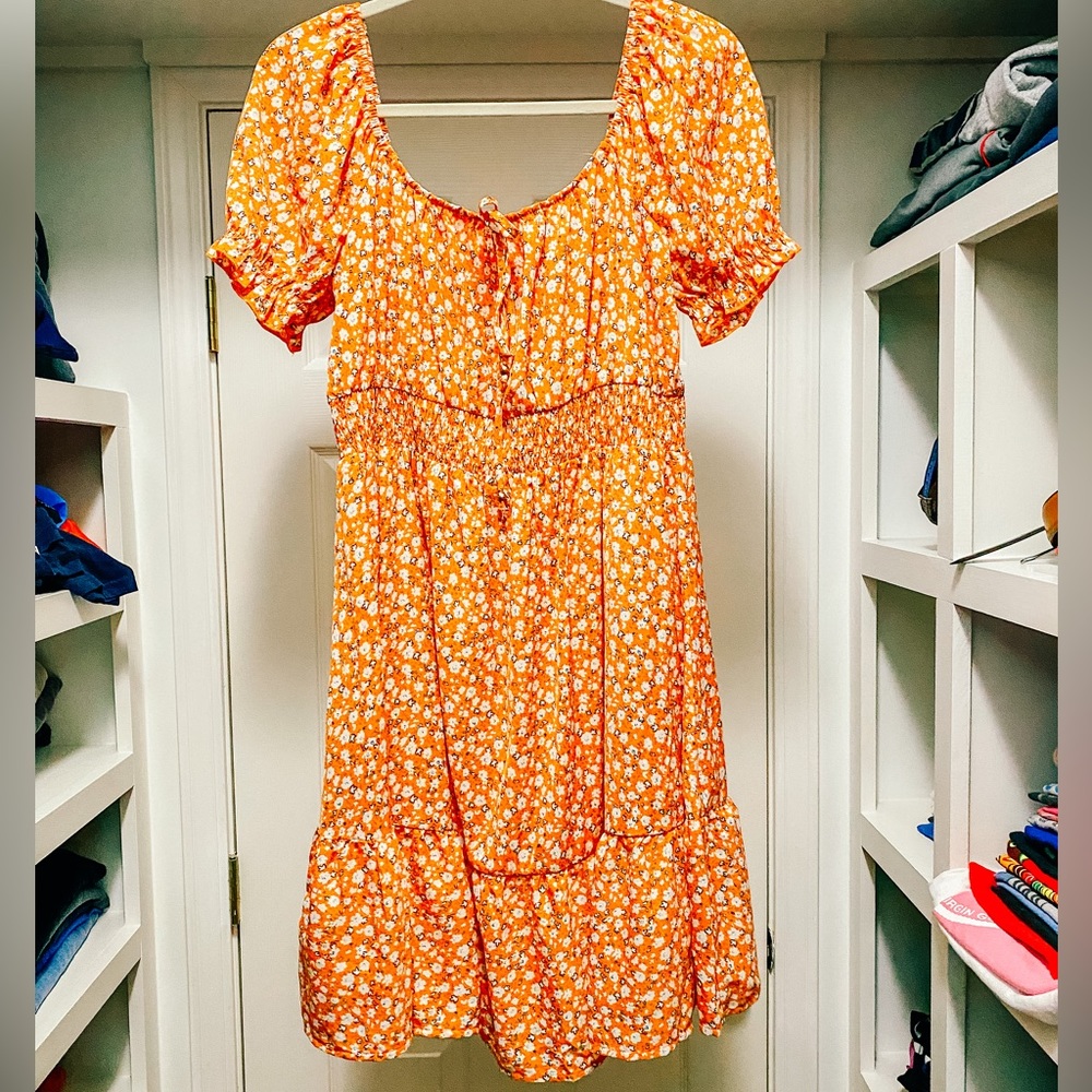 Shein Orange Floral Maternity Dress